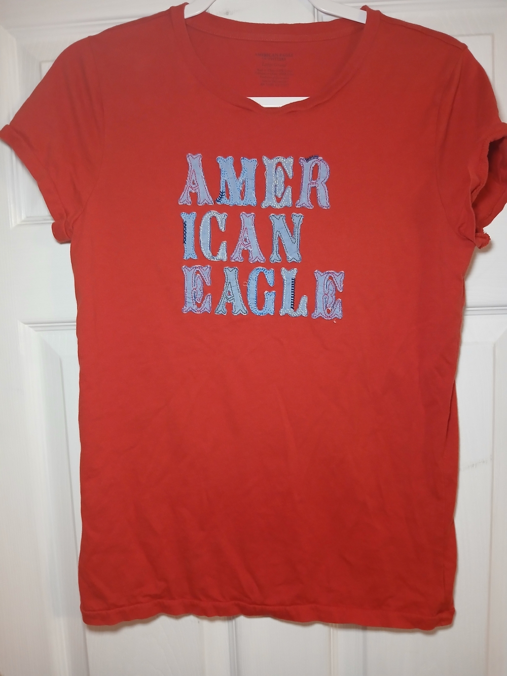American Eagle Outfitters Red Short-Sleeve Logo Tee